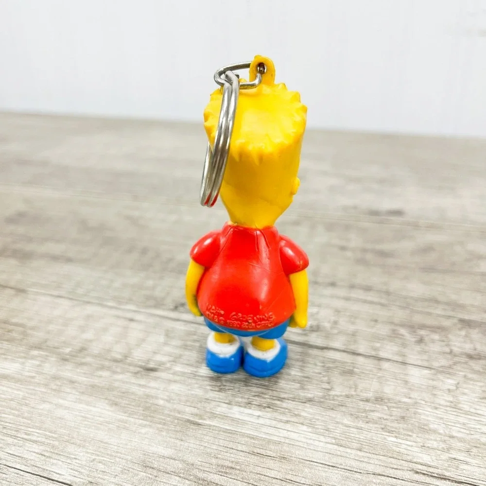 Bart Simpson Keychain Vintage 1990 The Simpsons Keyring PVC KeyTag Toy Gift